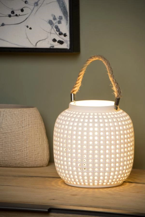 Lucide SAFIYA - Lampe de table - Ø 16,5 cm - 1xE14 - Blanc - ambiance 1